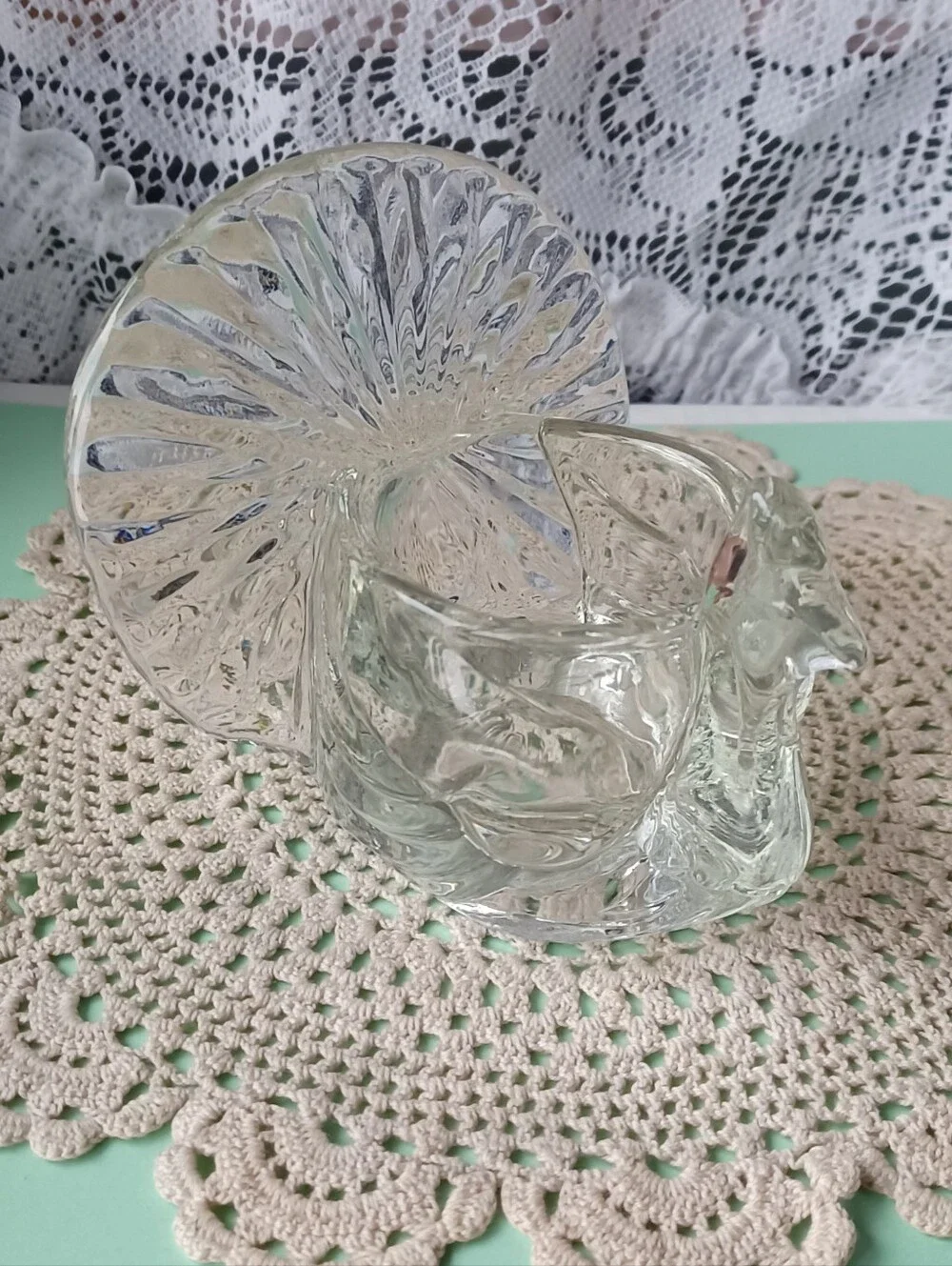 VTG 1979 HOLIDAY SEASON AVON CLEAR GLASS TURKEY TEALIGHT/VOTIVE CANDLE HOLDER